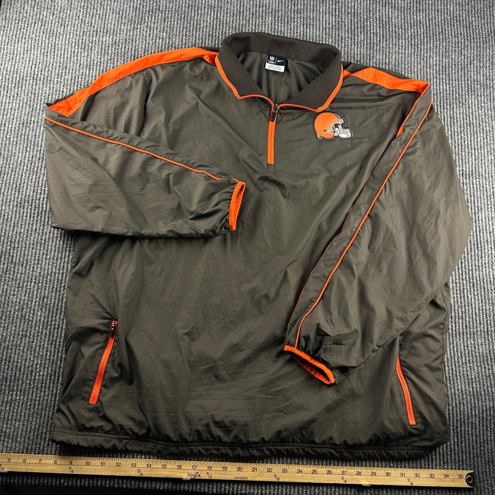 Nike NFL Cleveland Browns Quarter Zip Windbreaker Brown Orange 474463 Mens 2XL